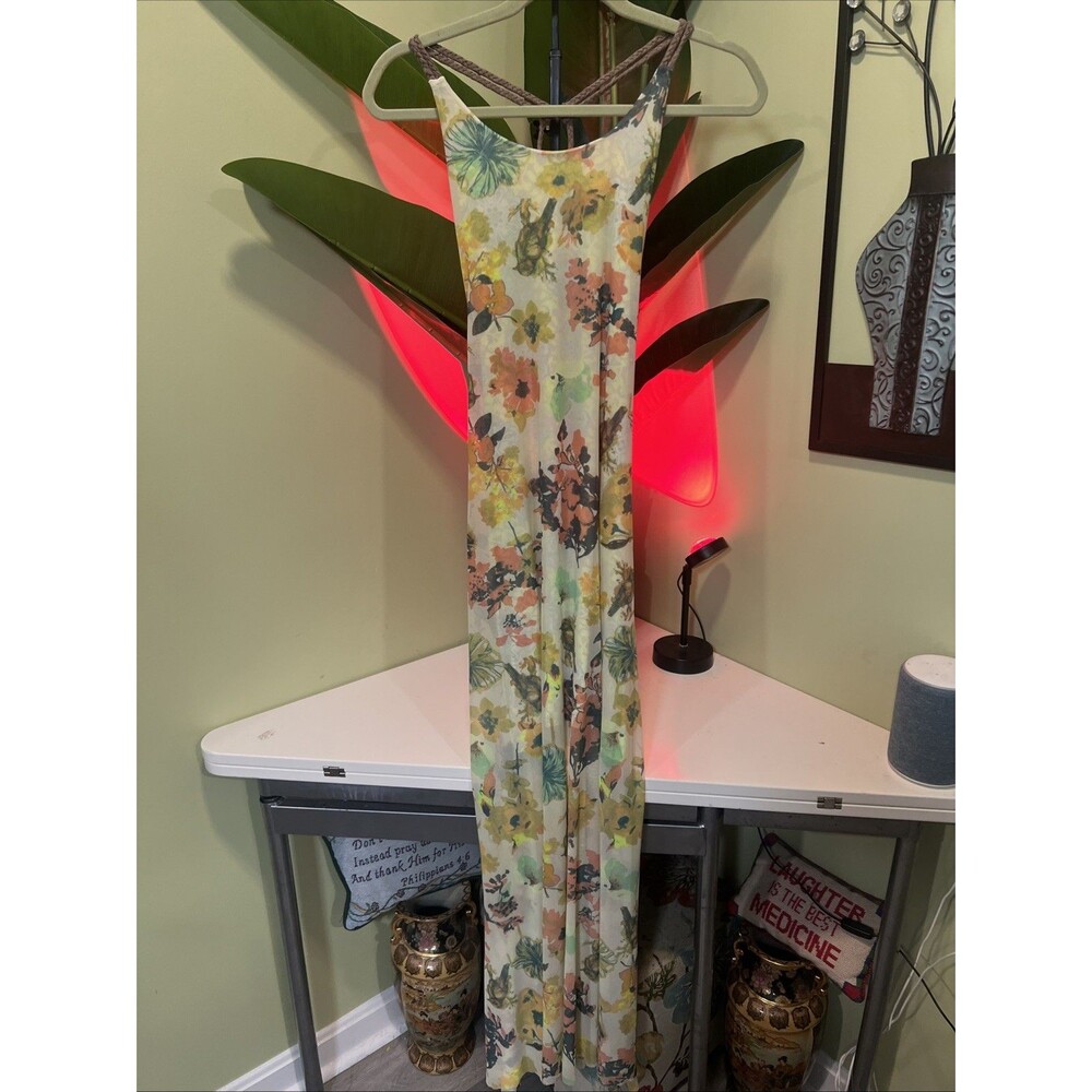 Maaji Floral Braided Strappy Maxi Dress Size Medium